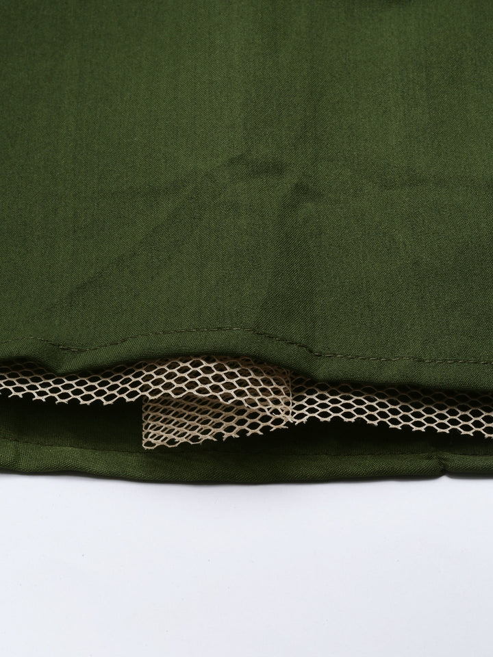 Neerus Green georgette embellished suit set crop top skirt jacket - detail view 12