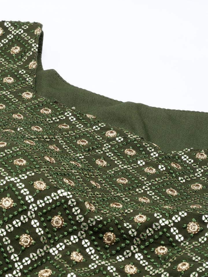 Neerus Mehadi Green Color Georgette Fabric Suit Set