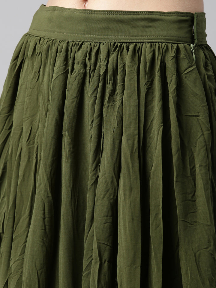 Neerus Mehadi Green Color Georgette Fabric Suit Set