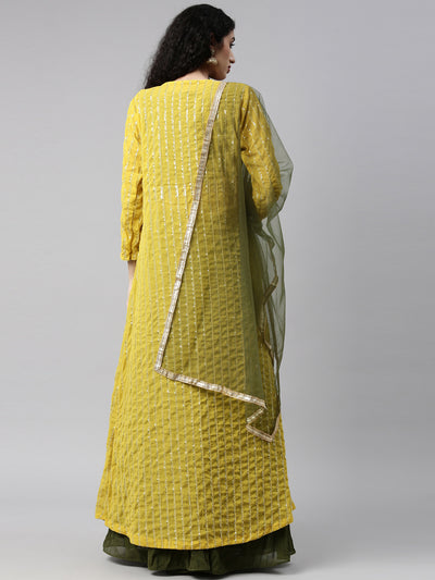 Neeru'S MEHADI GREEN color, GEORGETTE fabric Suit Set