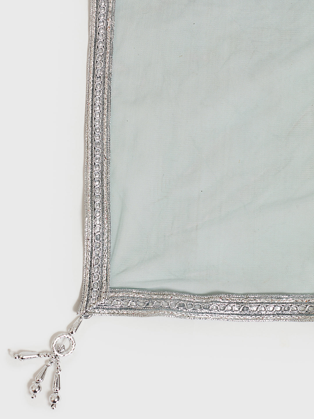 Neerus Green embroidered kurta set with skirt and dupatta - detail view 2
