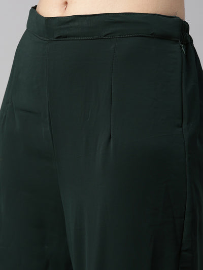 Neeru'S bottle green color, georgette fabric kurta set