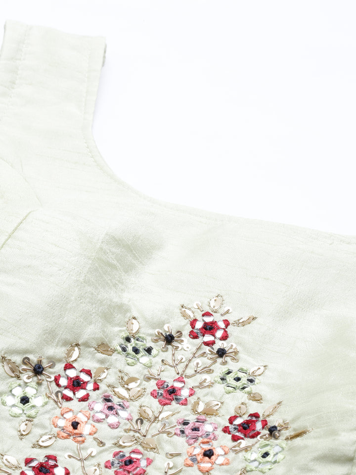 Neerus Pista Green Color Georgette Fabric Suit Set