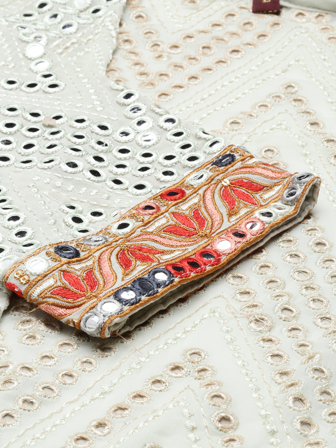 Neerus Pista Green Color Georgette Fabric Suit Set