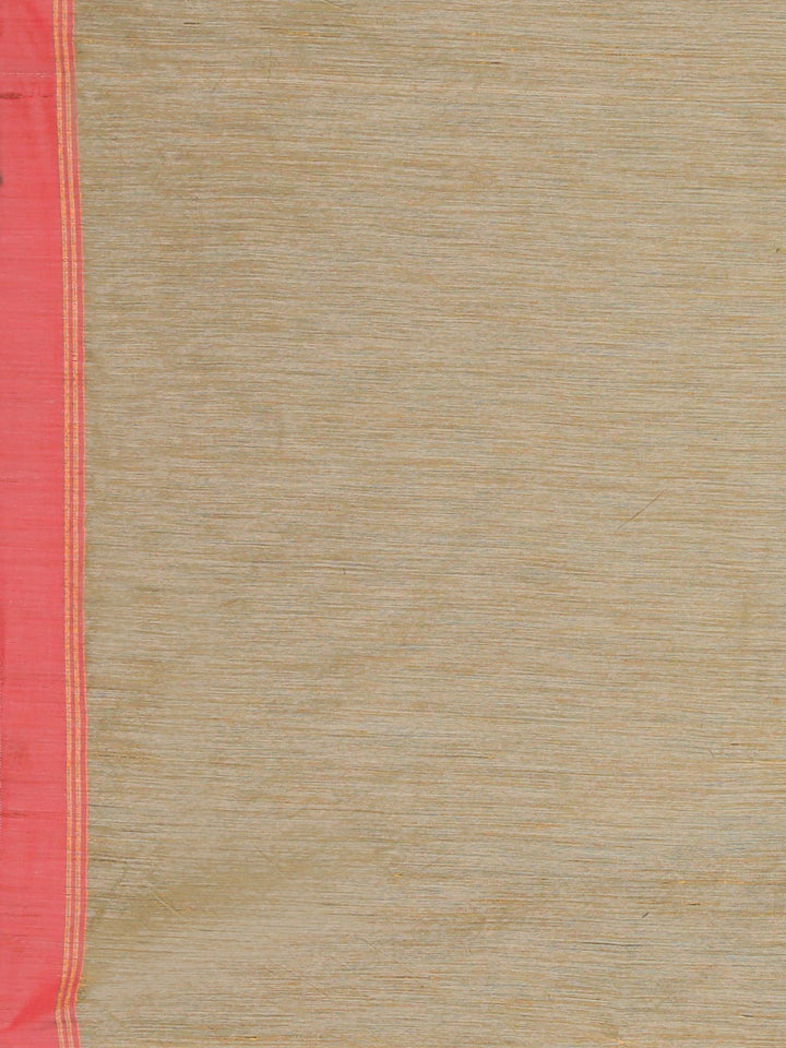 Neerus Beige Jute Silk Solid Chanderi Saree