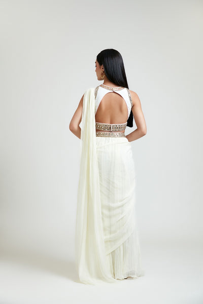 Neeru'S Women Georgette Cream Ghagra Set