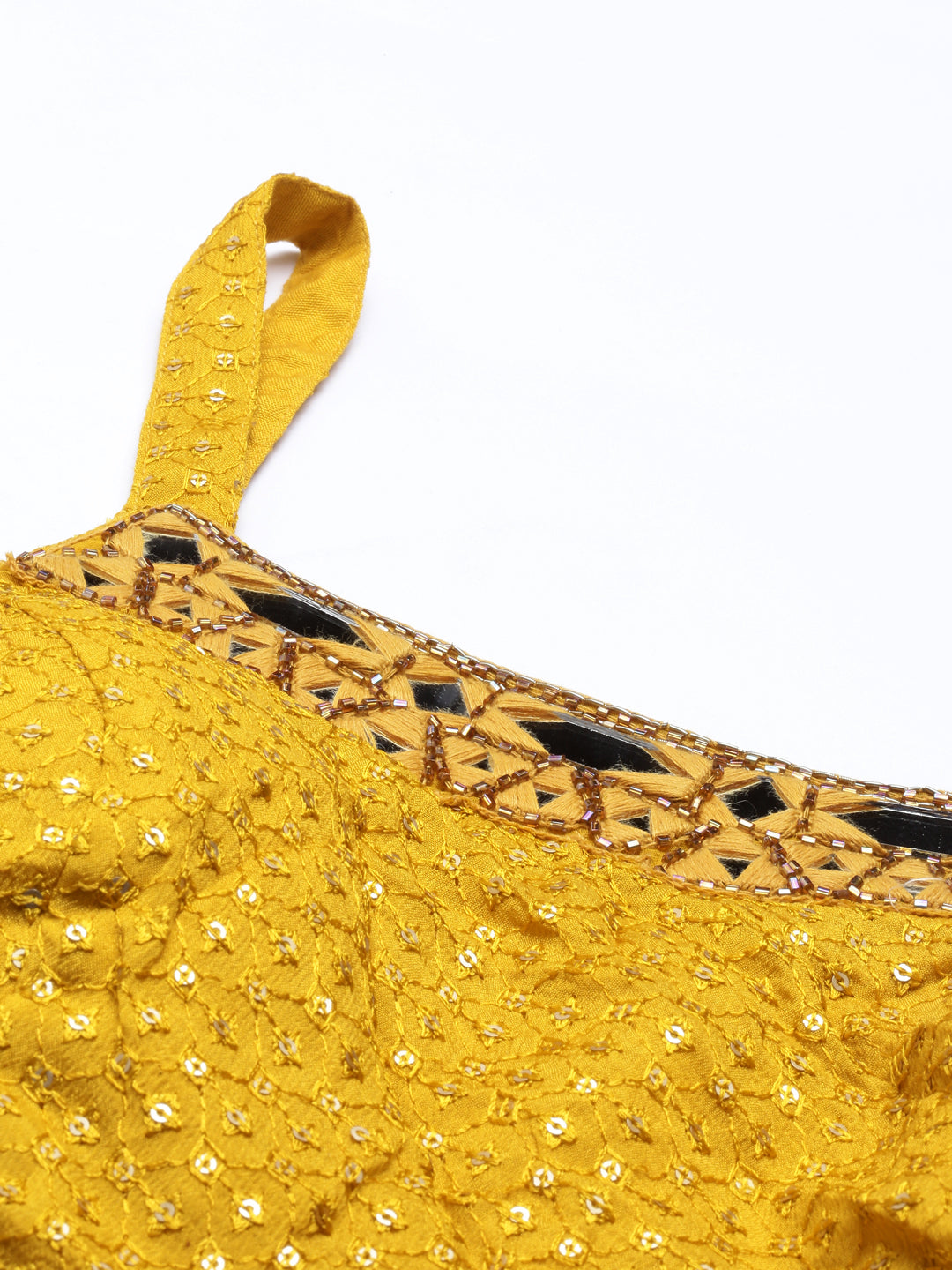 Neerus Mustard Color Georgette Fabric Suit Set