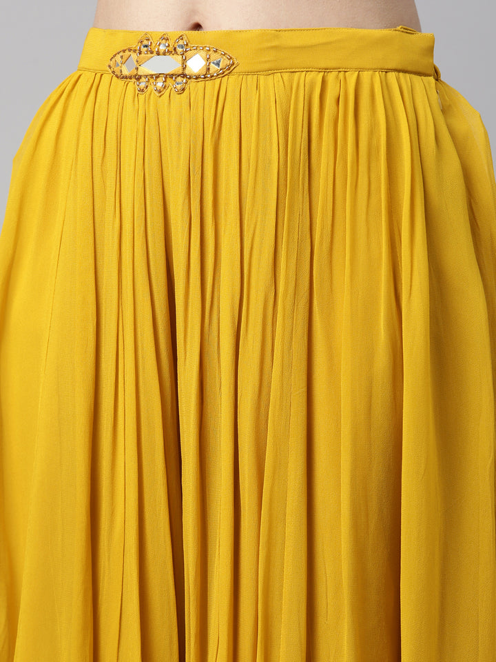 Neerus Mustard Color Georgette Fabric Suit Set