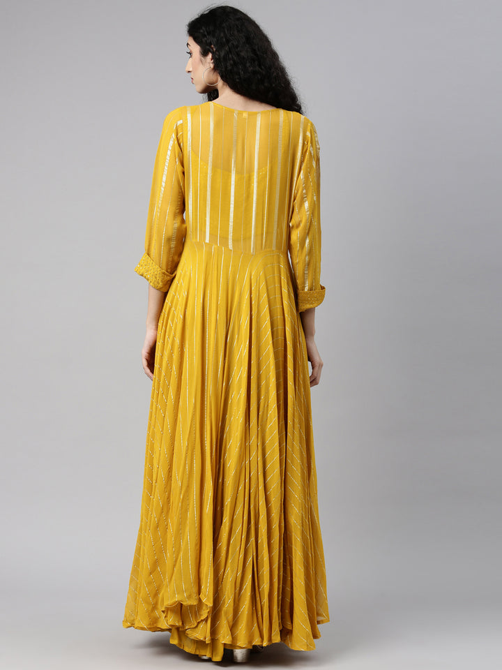 Neerus Mustard Color Georgette Fabric Suit Set