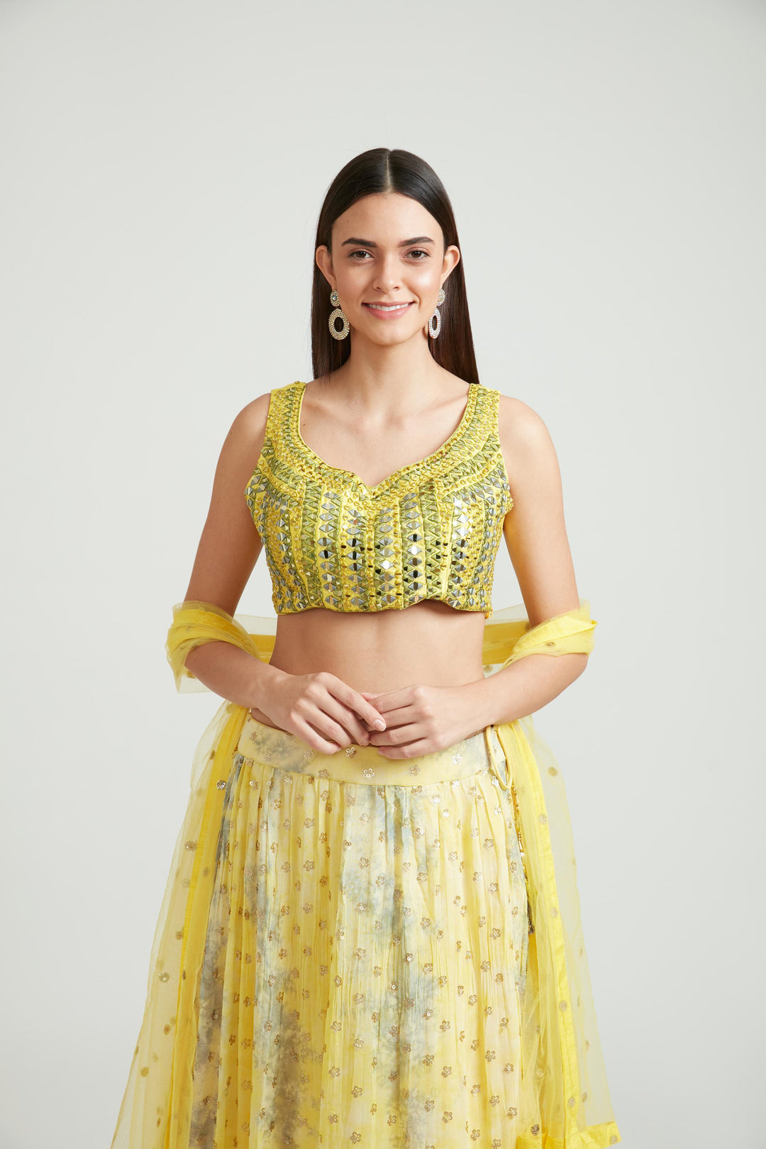 Neerus Yellow Color Georgette Fabric Lehenga Choli