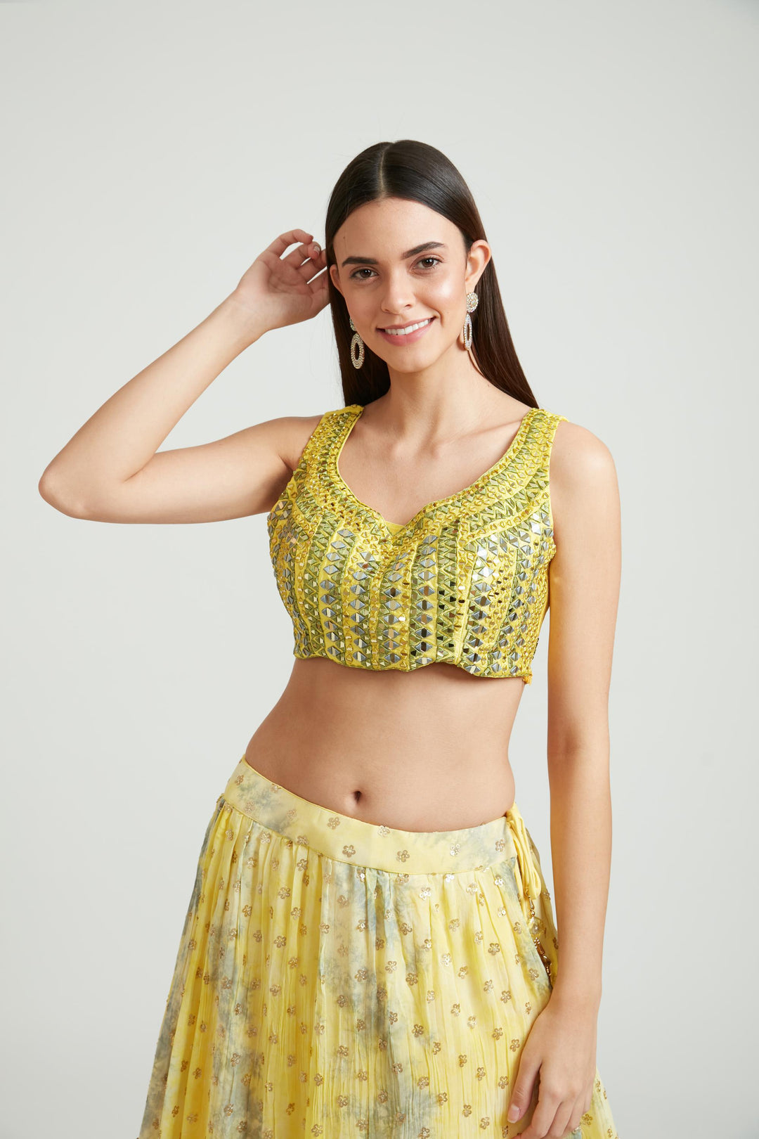 Neerus Yellow Color Georgette Fabric Lehenga Choli