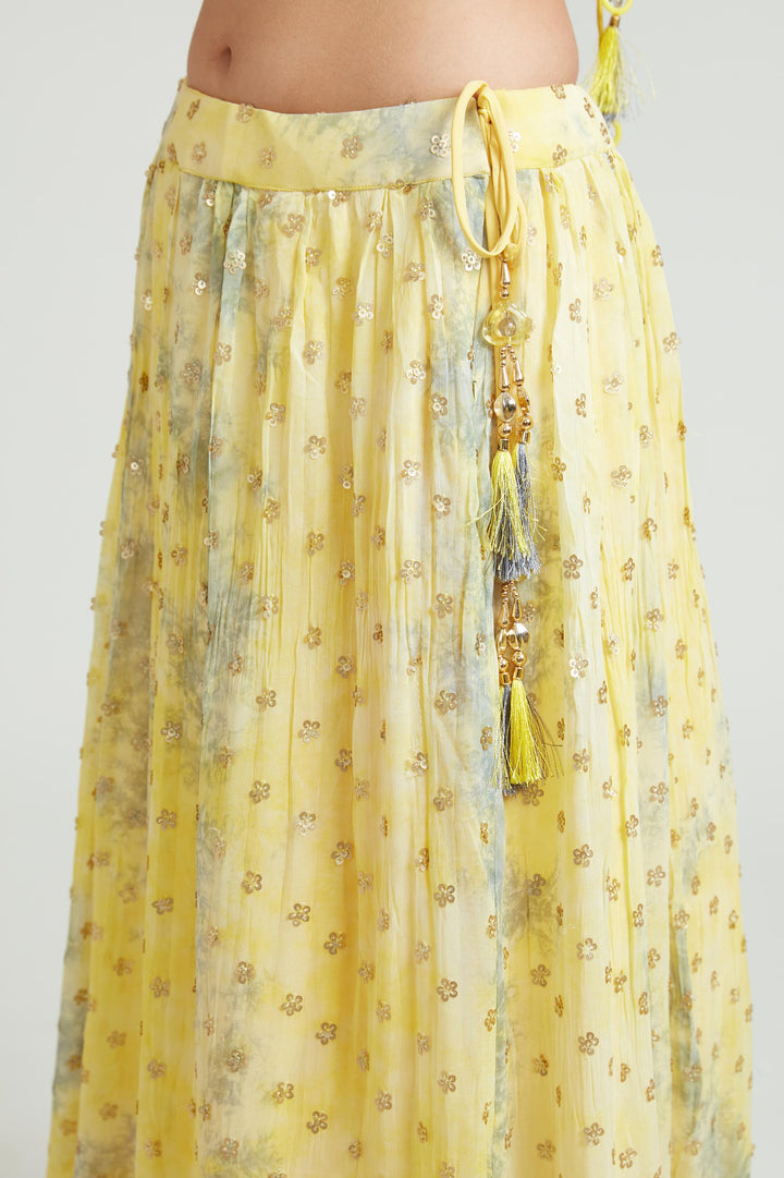 Neerus Yellow Color Georgette Fabric Lehenga Choli