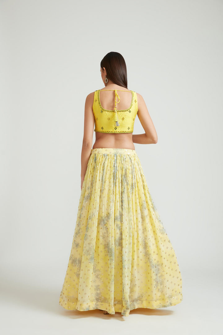 Neerus Yellow Color Georgette Fabric Lehenga Choli