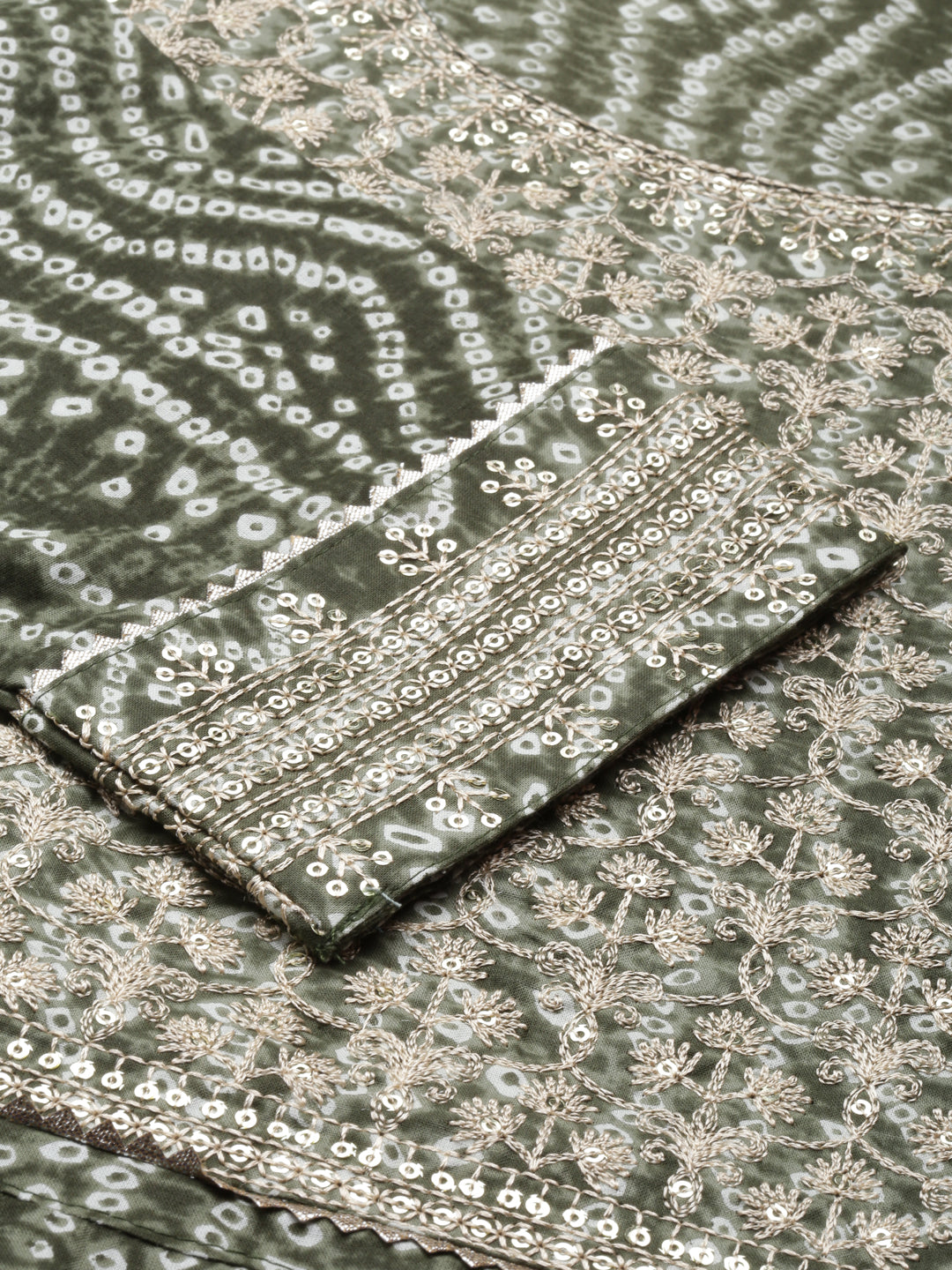 Neerus Olive Straight Embroidered Cotton Kurtas