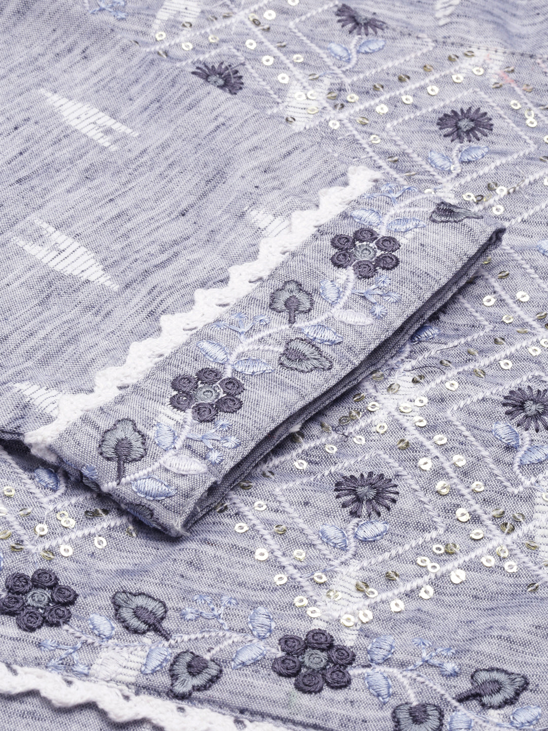 Neerus Blue Straight Printed Cotton Kurtas