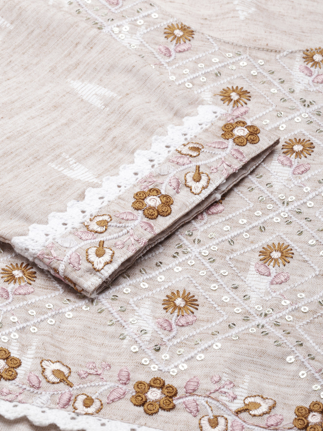 Neerus Grey viscose rayon printed straight kurti - detail view 2