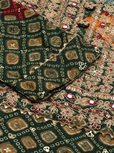 Neerus Green Straight Printed Cotton Kurtas