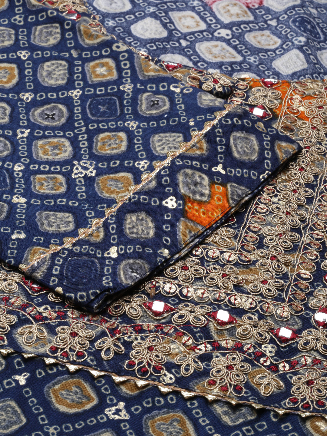 Neerus Blue Straight Embroidered Viscose Rayon Kurtas