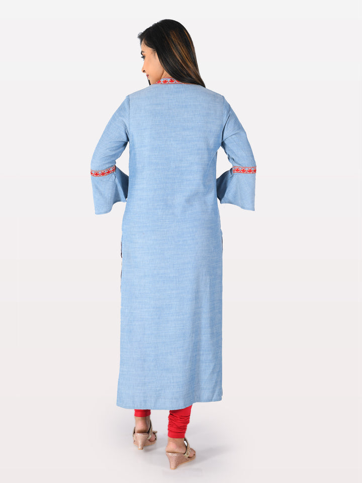 Neerus Blue straight kurta for women - detail view 1