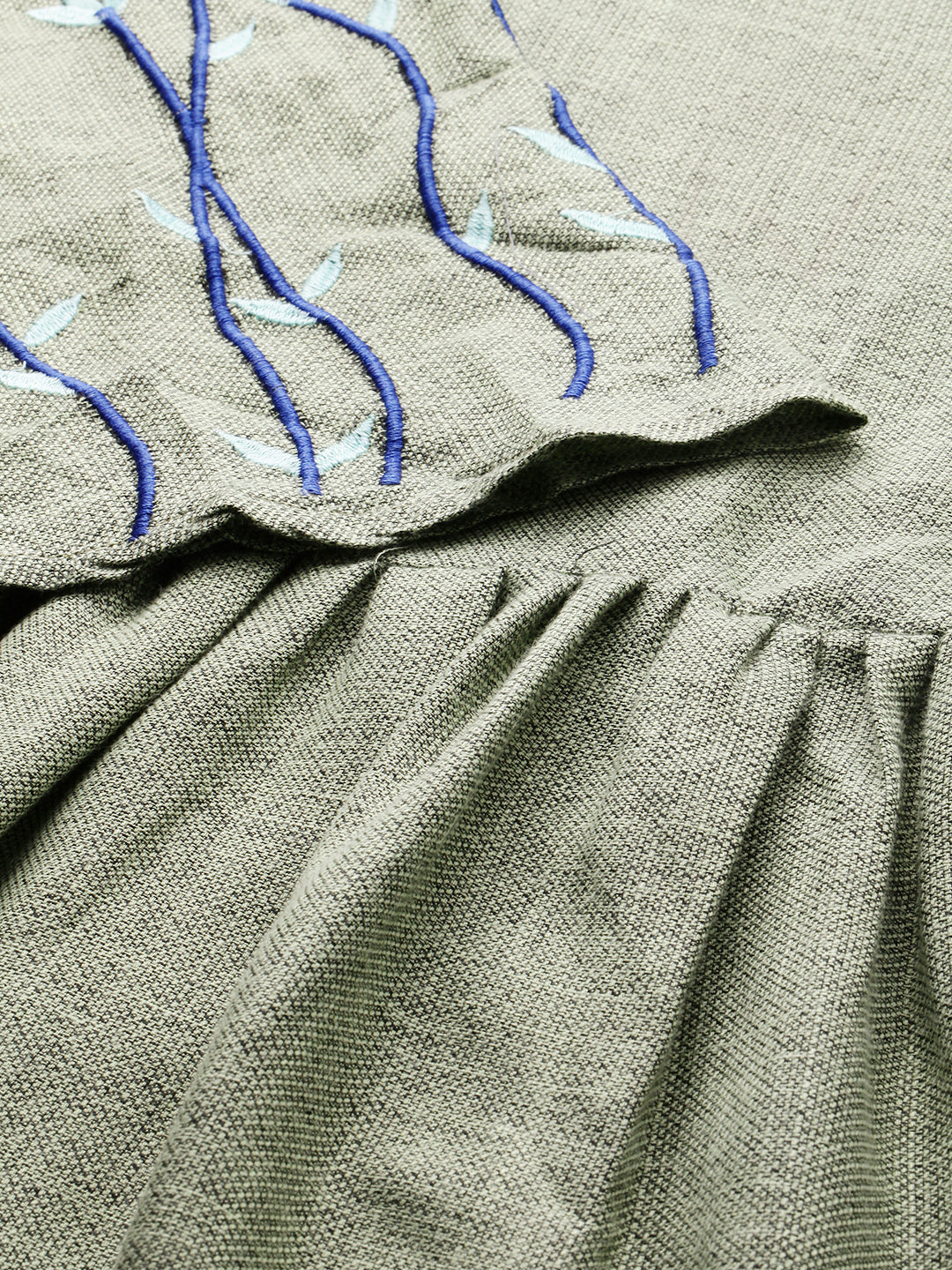 Neerus Green embroidered A-line kurti - back view