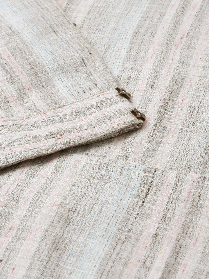 Neerus Grey cotton A-line kurti - detail view 1