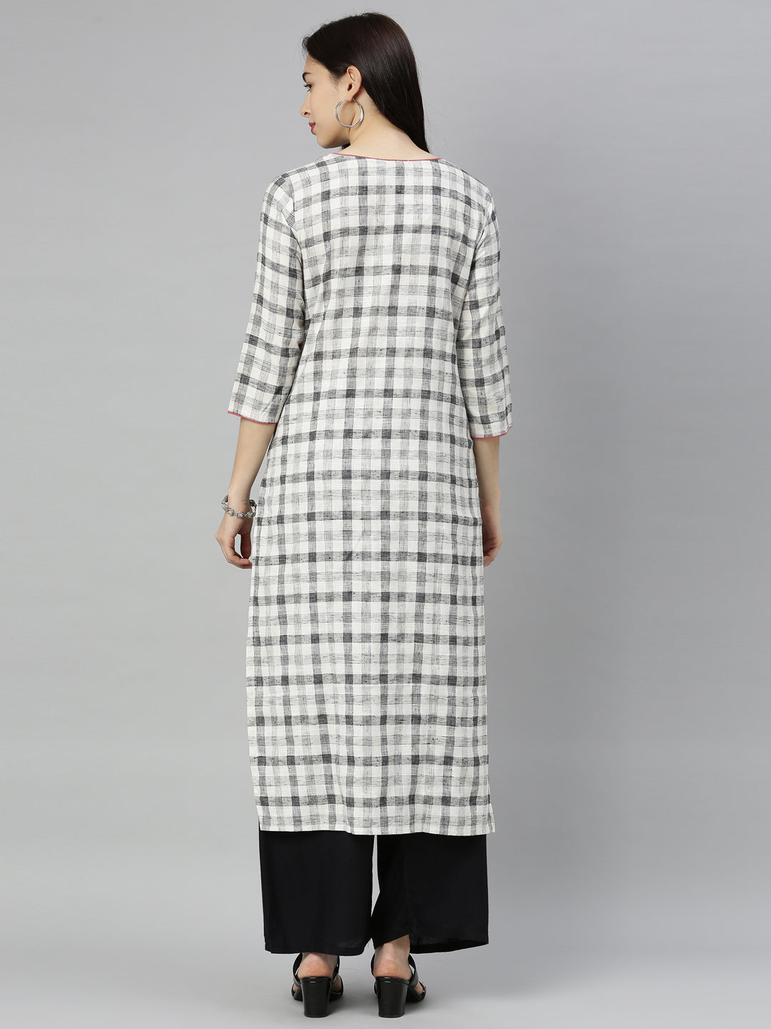 Neerus Grey embroidered straight kurta - detail view 4