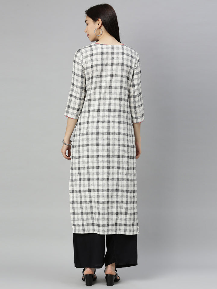 Neerus Grey embroidered straight kurta - detail view 4