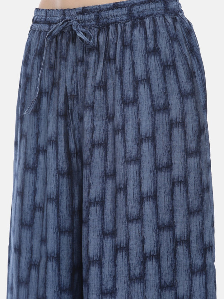 Neerus Blue Printed Kurta & Palazzo Set