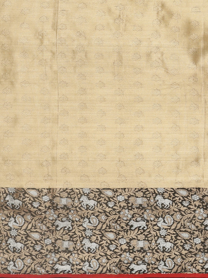 Neerus Gold Printed Saree With Blouse