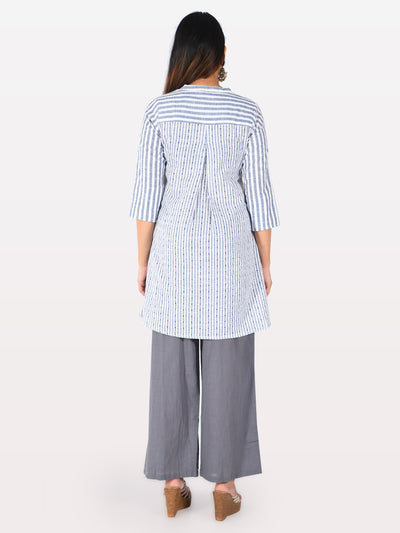 Neeru's White Striped Straight Kurti