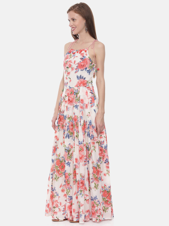 Neerus Pink cotton solid tunic dress - side view