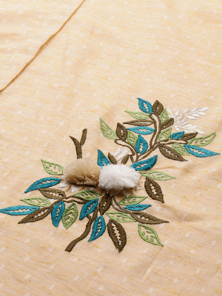 Neerus Beige Embroidered A Line Kurta