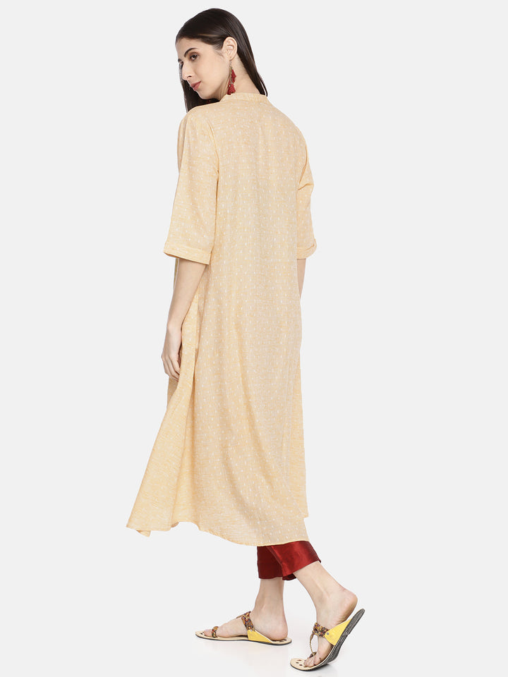 Neerus Beige Embroidered A Line Kurta