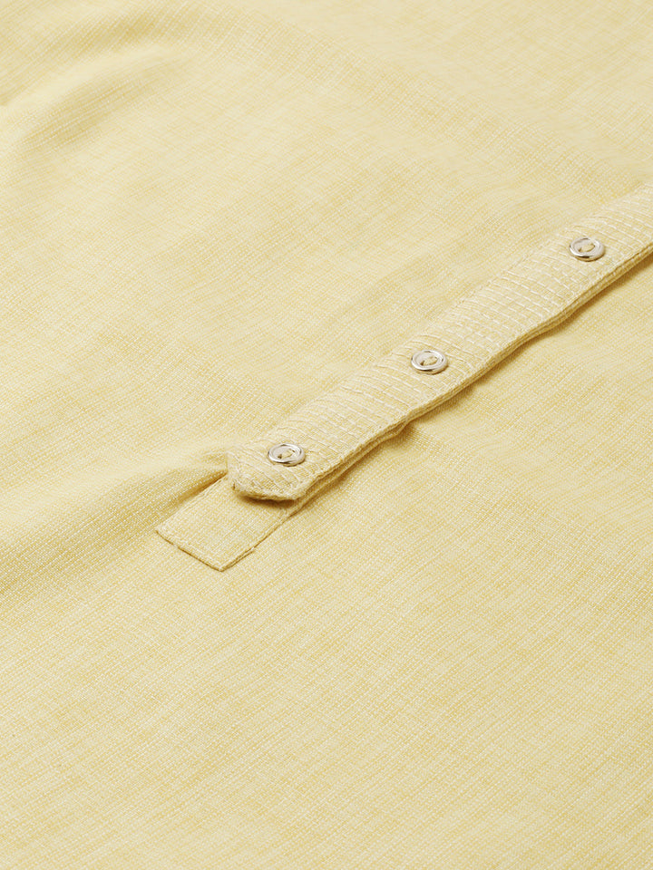 Neerus Yellow cotton solid A-Line kurta - back view