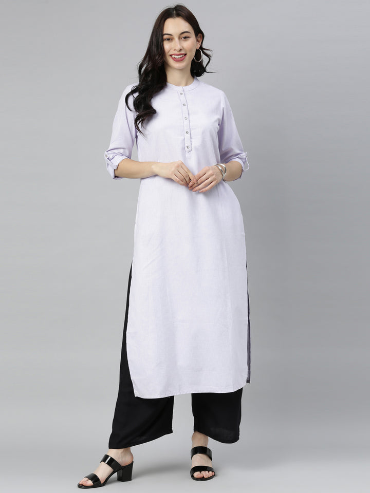 Neerus Light Violet Straight Kurta