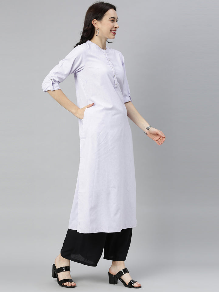 Neerus Light Violet Straight Kurta