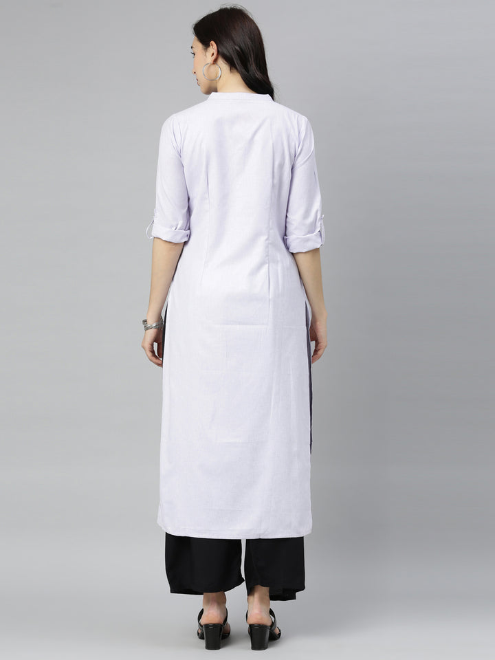 Neerus Light Violet Straight Kurta