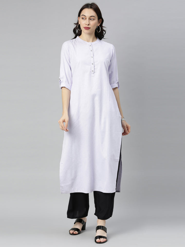 Neerus Light Violet Straight Kurta