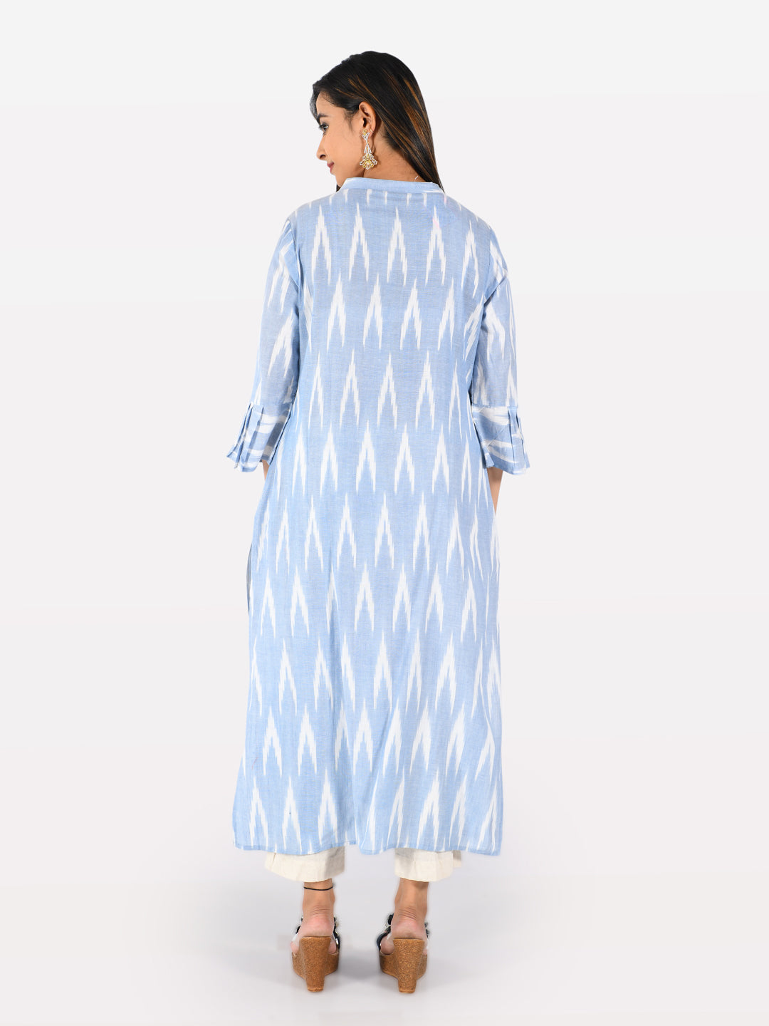 Neerus Blue Printed A Line Kurta