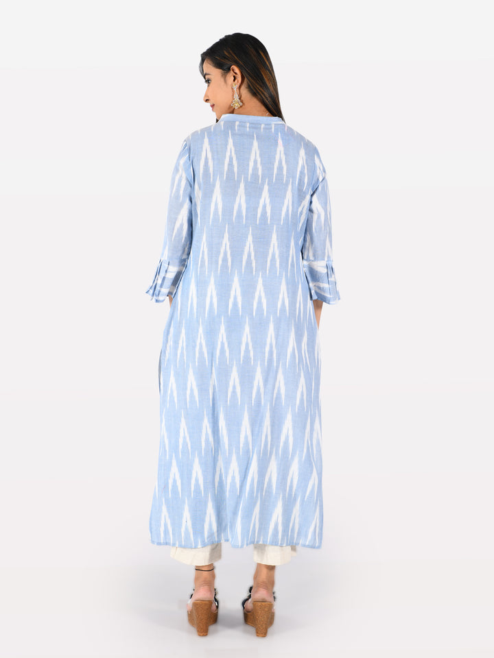 Neerus Blue Printed A Line Kurta