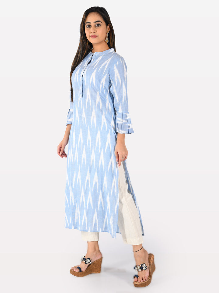 Neerus Blue Printed A Line Kurta
