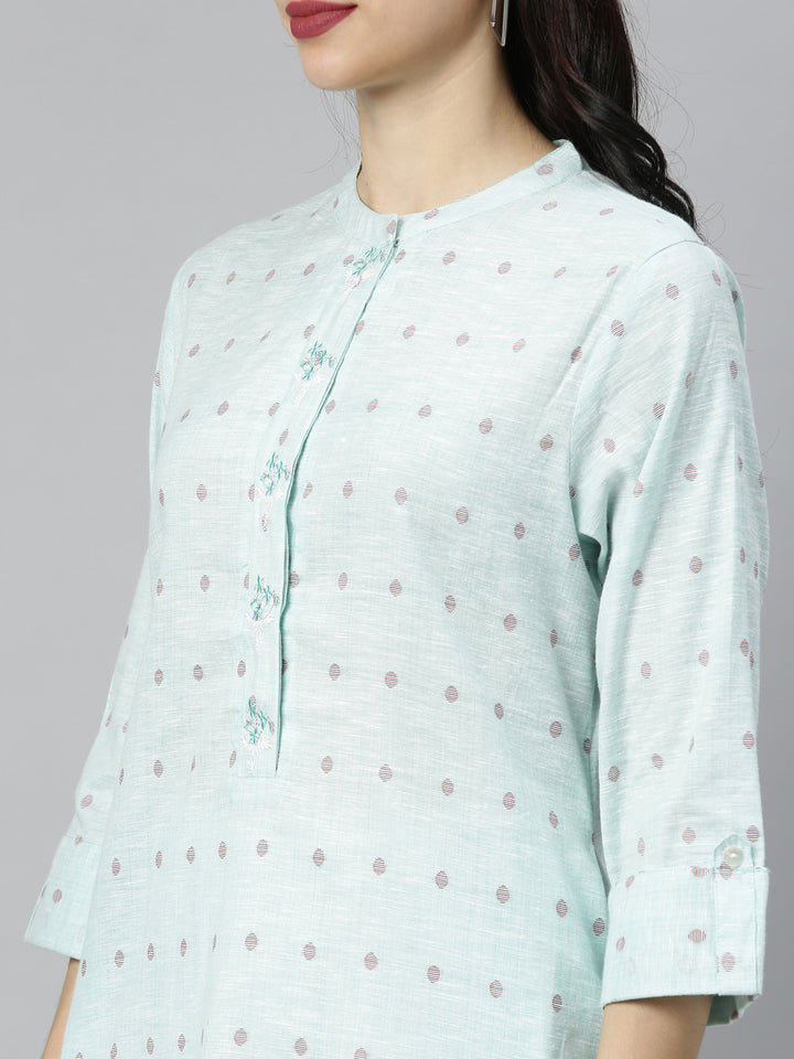 Neerus Green printed straight kurta - back view