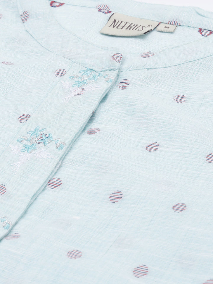 Neerus Green printed straight kurta - side view