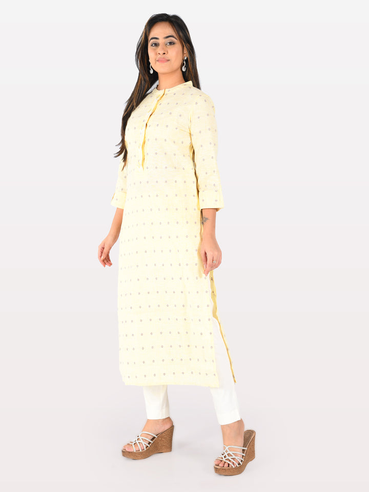 Neerus Yellow Embroidered Straight Kurta