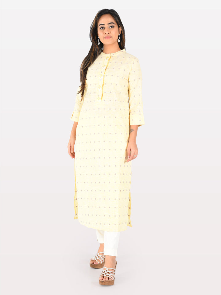 Neerus Yellow Embroidered Straight Kurta
