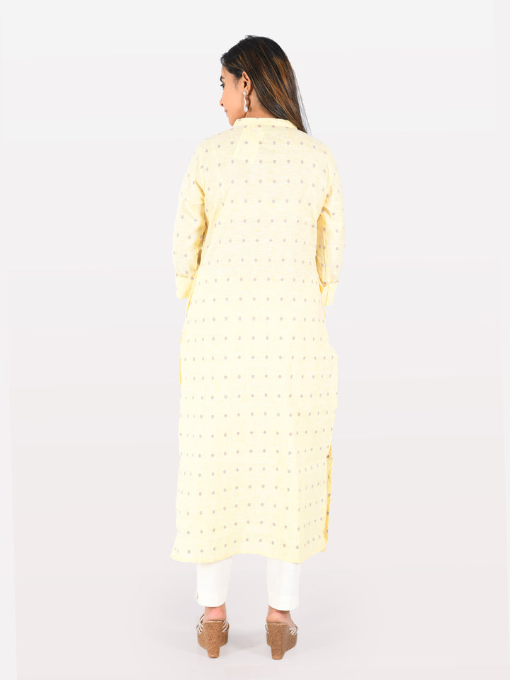 Neerus Yellow Embroidered Straight Kurta