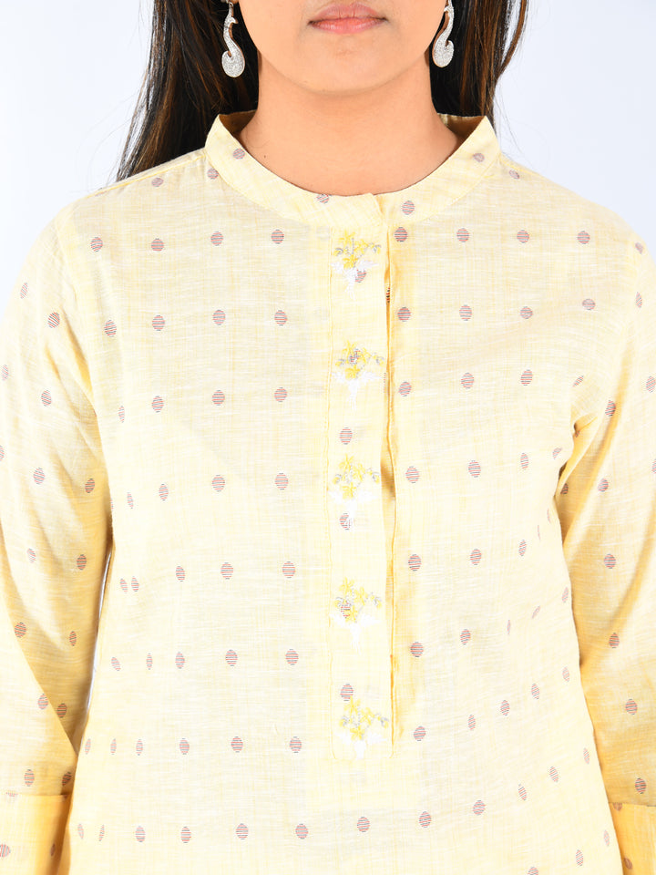 Neerus Yellow Embroidered Straight Kurta