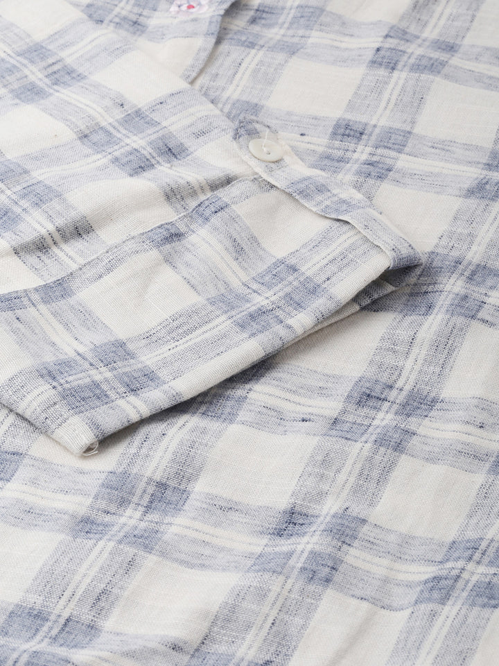 Neerus White Check Straight Kurta