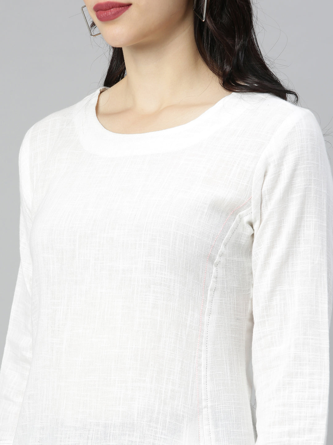 Neerus White Printed A Line Kurta