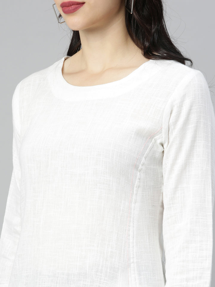 Neerus White Printed A Line Kurta